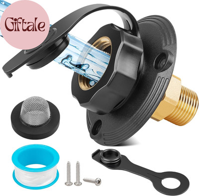 RV City Water Inlet with Check Valve, Lead-Free Brass RV Fresh Water Inlet 3/4 N