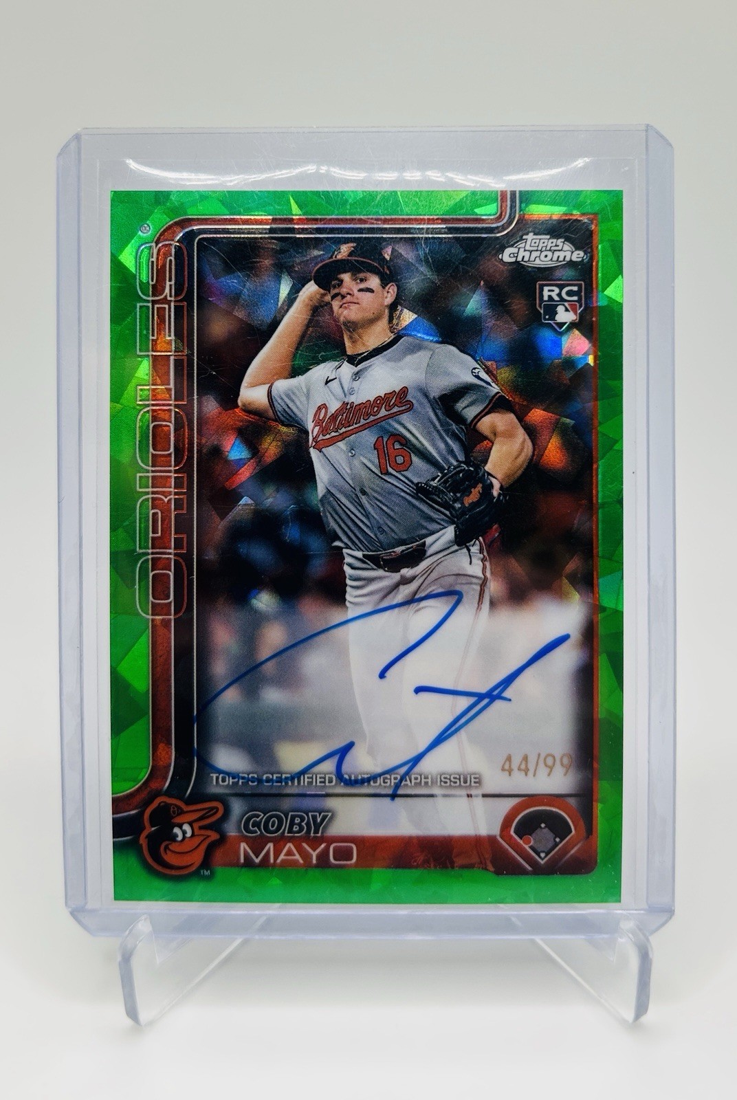 2025 Topps Chrome Sapphire COBY MAYO Green Refractor Auto /99 #RA-CMA