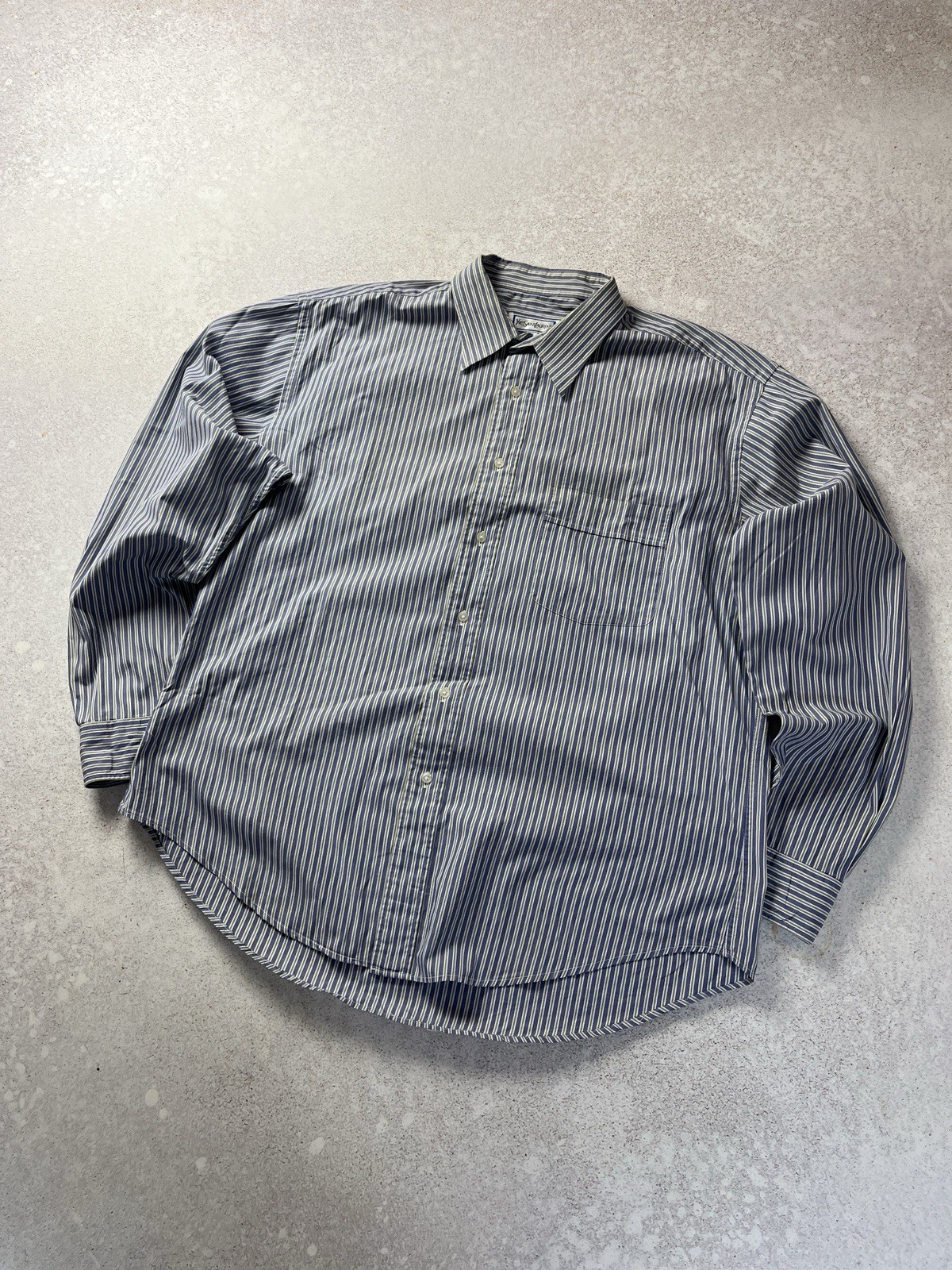 Camicia vintage Yves Saint Laurent manica lunga con bottoni YSL a righe taglia XL