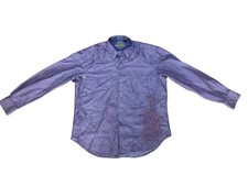Robert Graham Purple Paisley Floral Button Up Shirt Mens XL Flip Cuff