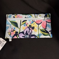 Vera Bradley Lighten Up Pencil Pouch Case Marian Floral Nylon 2 Sides NWT