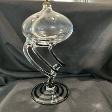 Vintage Josefina Krosno Poland Jellyfish Hand Blown Glass Oil Lamp Sculpture