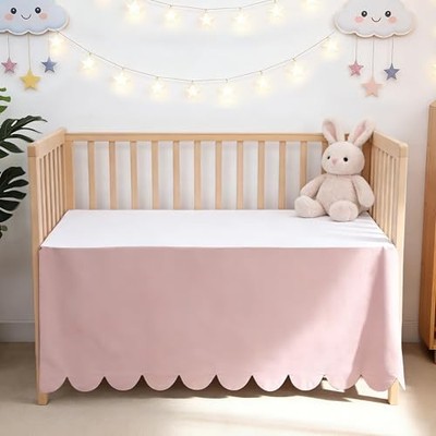 Scallop Edge Crib Skirt 100% Egyptian Cotton 400 Thread Count Crib Skirt Pink