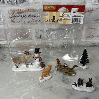 Lemax Christmas Village 52390 Woodland Animals & 72405 Snack Time Snowman Lot