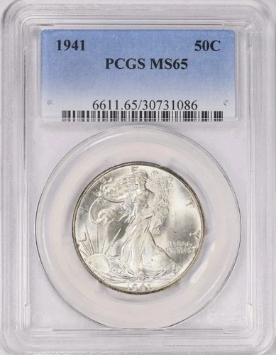 1941 Walking Liberty Half Dollar ~ PCGS MS65 ~ Nice Luster
