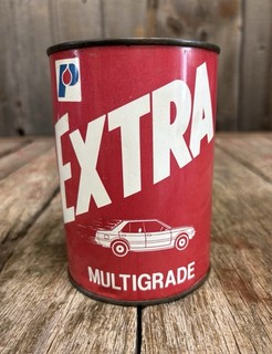 🔥Vintage EXTRA Multigrade Motor Oil Petron Corp 1 Qt Tin Can Cool Car GRAPHICS