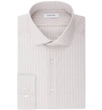  127 Calvin Klein Men'S Slim-Fit Blue White Long-Sleeve Dress Shirt 15.5 34/35 M