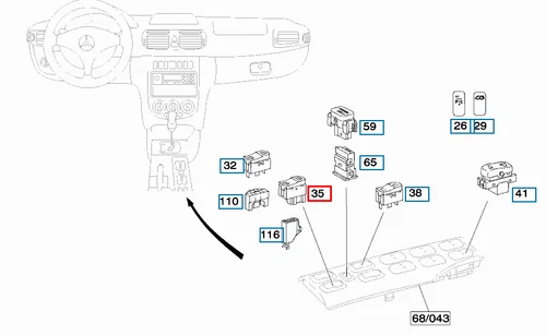 NEU MERCEDES-BENZ VANEO 414 TÜR-FENSTERSCHALTER VORNE LINKS A4145450807 ORIGINAL - Bild 1 von 12