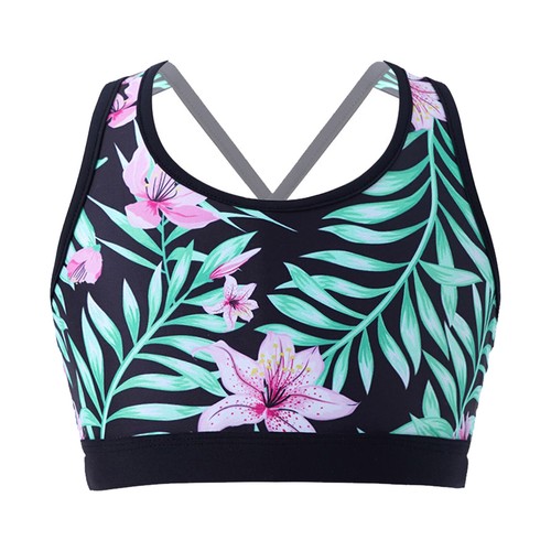 UK Kids Girls 2Pcs Swimsuit Crop Top with Swim Shorts Tankini Set Tracksuit - Picture 58 of 62