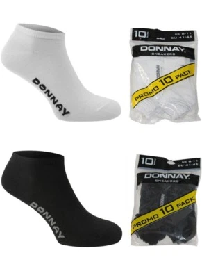 Donnay 10|20|30|40|50 Paar Sneakersocken 41-45 Herren/Damen/Kinder, Schwarz/Weiß