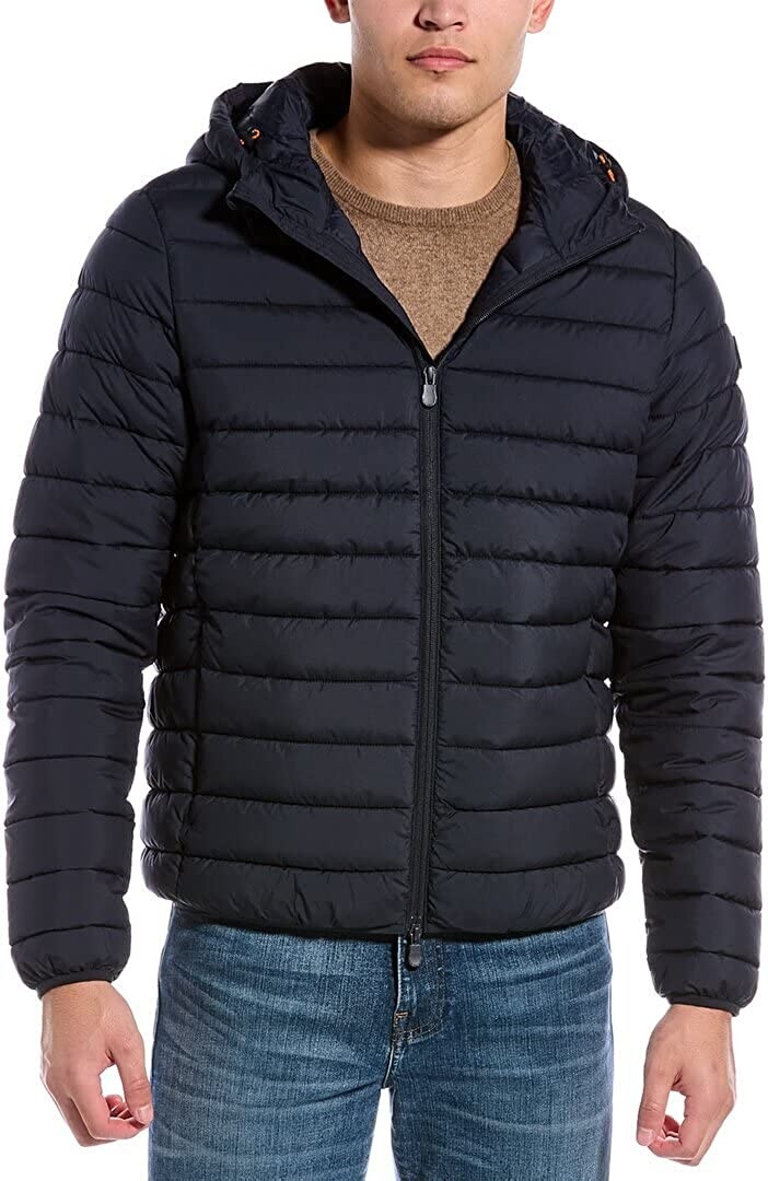 NWT Save The Duck Lucas Matte Blue Puffer Jacket Full Zip Mens 