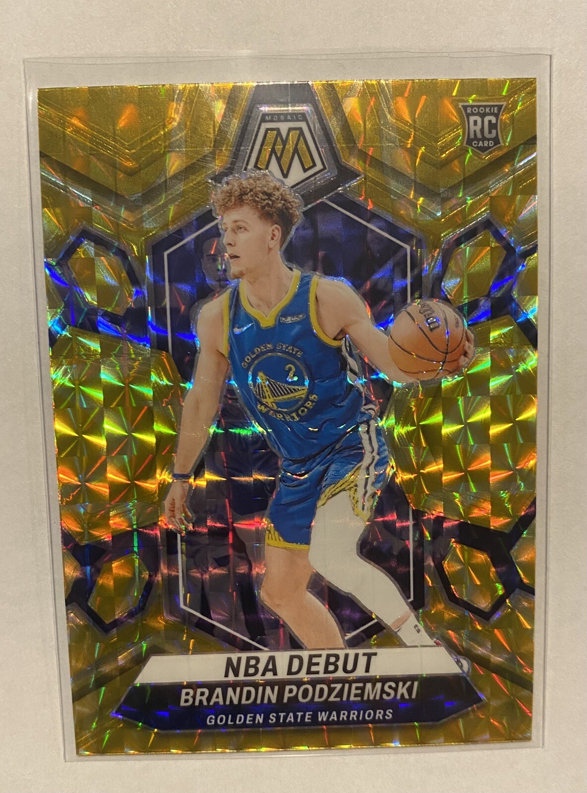 2023-24 Mosaic Brandin Podziemski #266 Reactive Yellow Prizm NBA Debut RC Rookie
