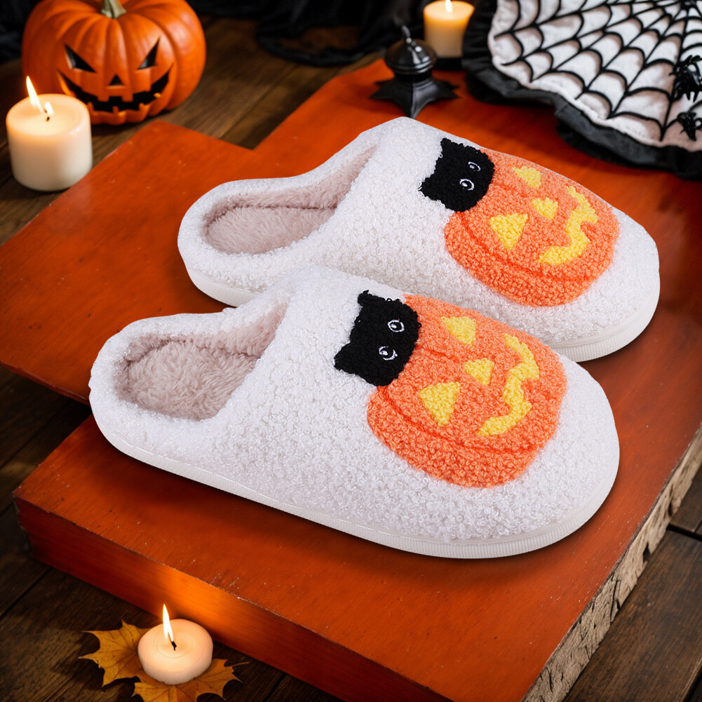 APL Halloween Zucca Gatto Pantofole Peluche Punta Chiusa Pantofole per de