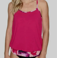 Nike Women's Cascade Drape-Back Active Tankini Top Swimsuit Size L 9794