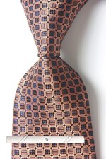 Classic Checks Plaids Brown 100 JACQUARD WOVEN Silk Men's Necktie Tie