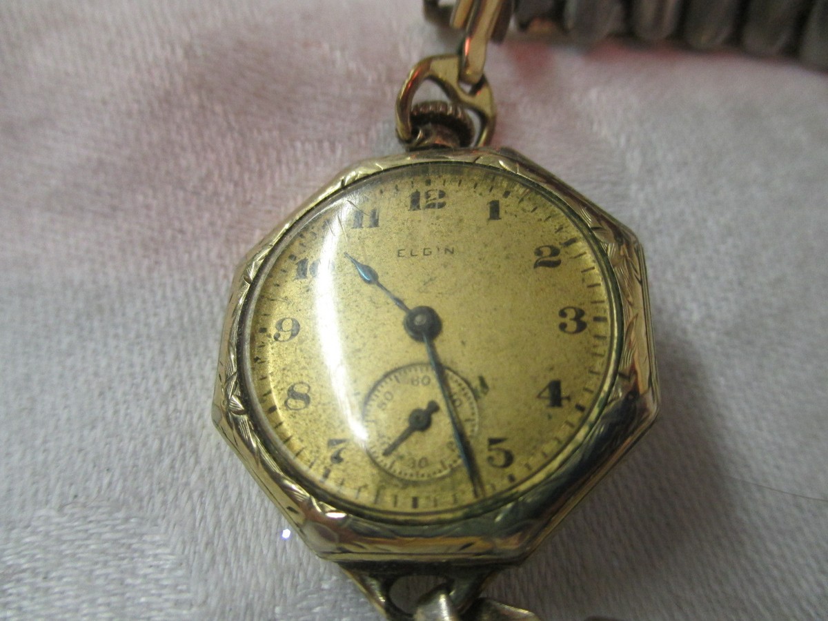 Elgin Ladies Wrist pocket watch style 10/0 gold plated 15 Jewels Wadsworth  Pilot