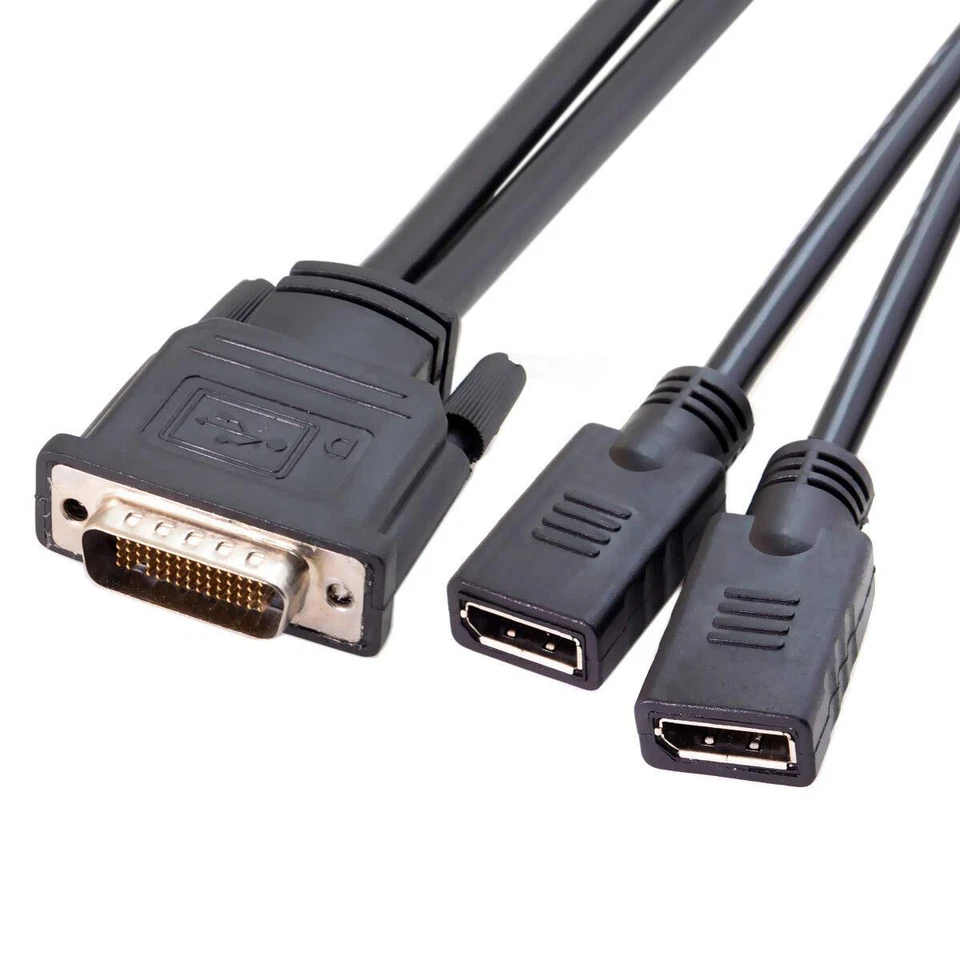 DMS-59Pin Male to Dual DP Displayport Female Splitter Extension Cable for PC ... - Image 2 of 4
