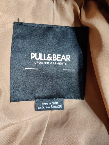 WOMENS PULL & BEAR SIZE EUR SMALL TAN BROWN TEDDY SHERPA BORG SHORT JACKET COAT - Bild 5 von 6