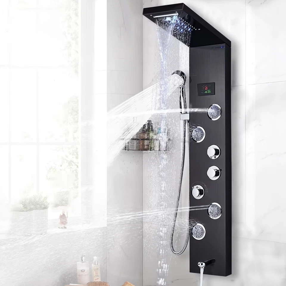 Multifunktionales Dusche Leiste LED Duschsystem Handbrause Regenfall Edelstahl - Bild 3 von 4