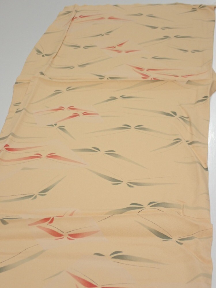 2A05z90 Japanese Kimono Silk FABRIC Butterfly Light orange 62.2x14