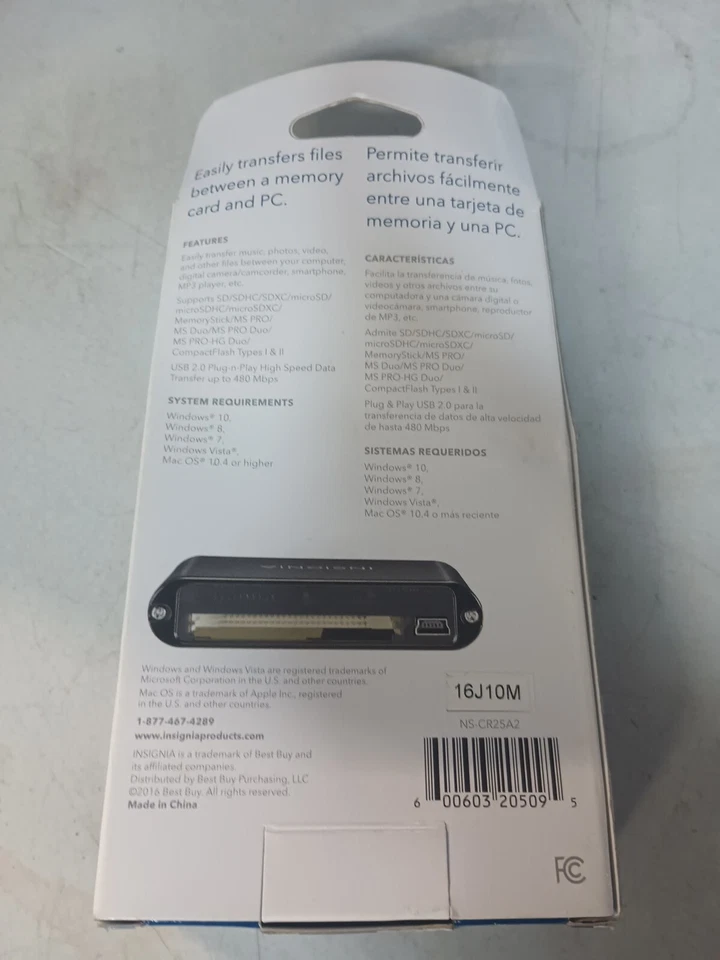 Insignia USB 2.0 All-In-One Memory Card Reader NS-CR25A2 Open Box - Image 4 of 4