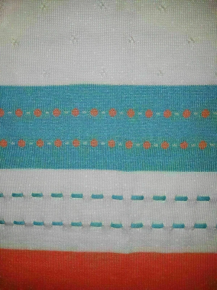 Girls Size 7 8 Sweater Dress HARTSTRINGS White Aqua Orange  - Image 4 of 4