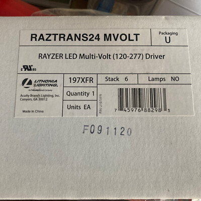 LITHONIA LIGHTING 197XFR RAZTRANS24 RAYZER LED 60 Watt MULTI VOLT DRIVER ac-24DC