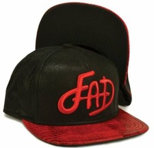 Flat Fitty FAD Strapback Cap Hat, Black and Red, One Size