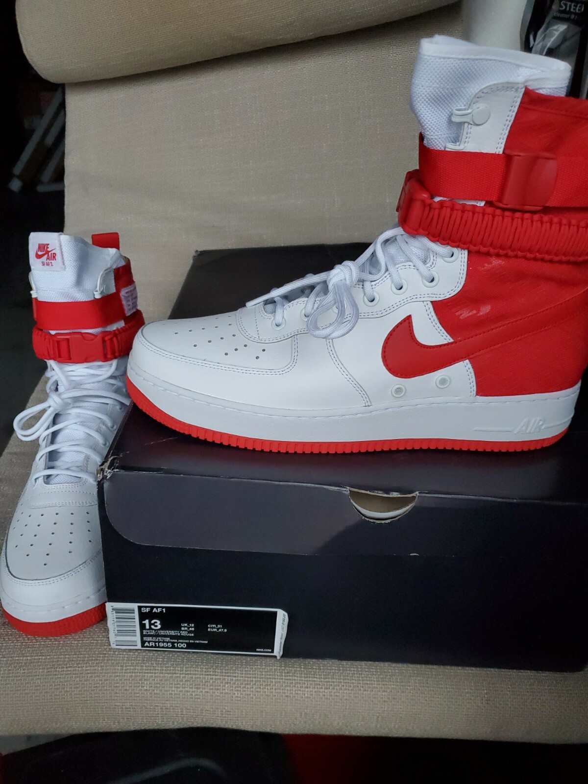 NIKE 1 SF AF1 WHITE-UNIVERSITY RED SZ 13 AR1955-100 | eBay