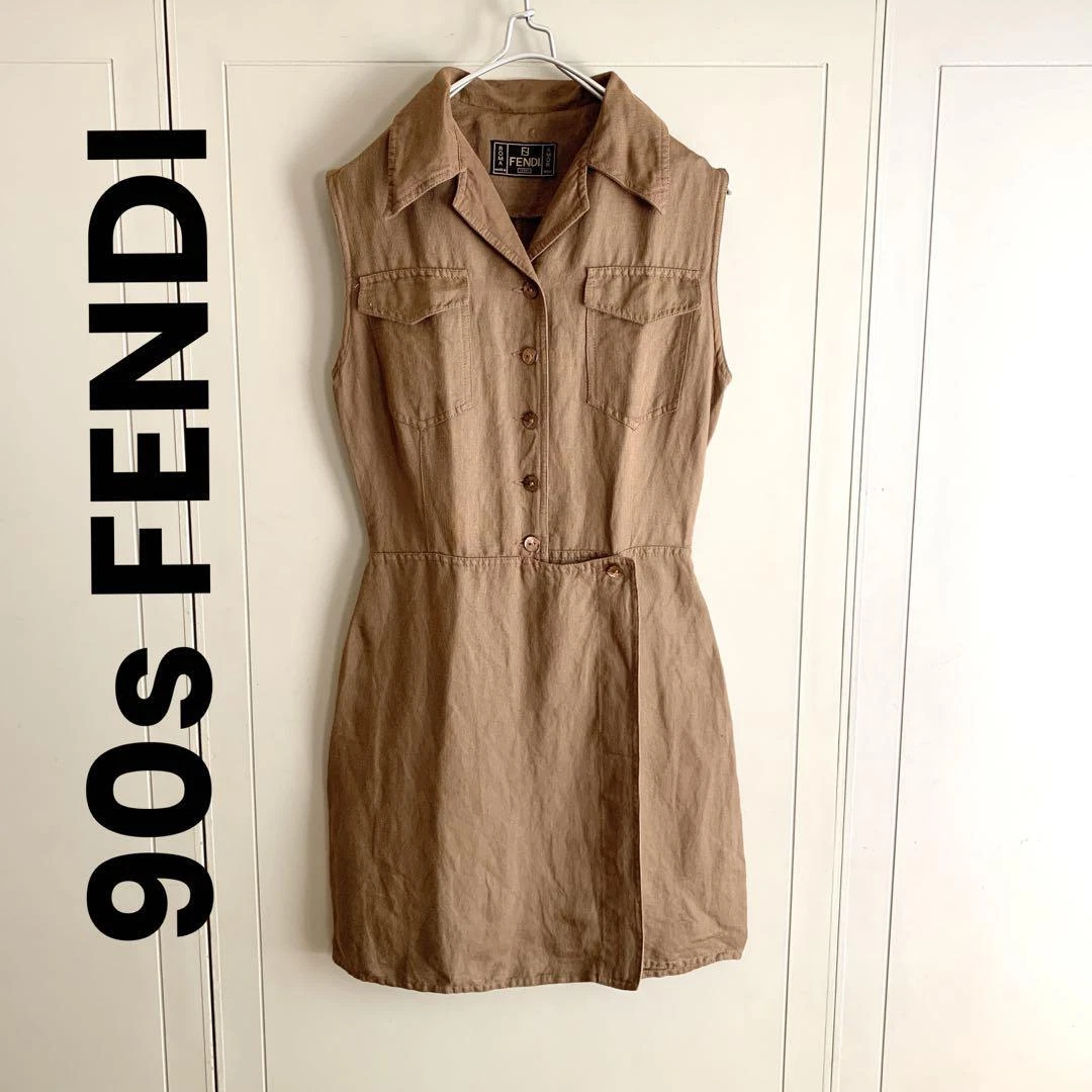 Abito Fendi anni 90 cammello manica grave taglia 34 autentico donna donna pezzo unico