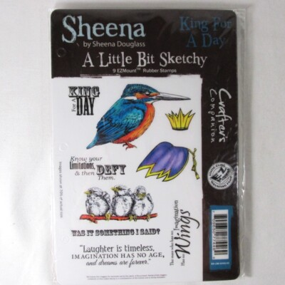 #ad Sheena Douglas King For A Day Kingfisher Bird Cling EZ Mount Rubber Stamp New $9.99