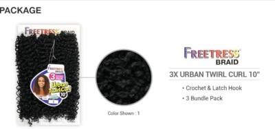 Freetress Braid 3X Urban Twirl Curl 10    Crochet Hair Extension