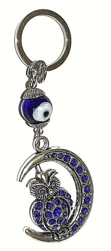 Evil Eye Key Ring or Car Charm Owl Sitting on a Quarter Moon & evil eyes - 第 1/1 張圖片