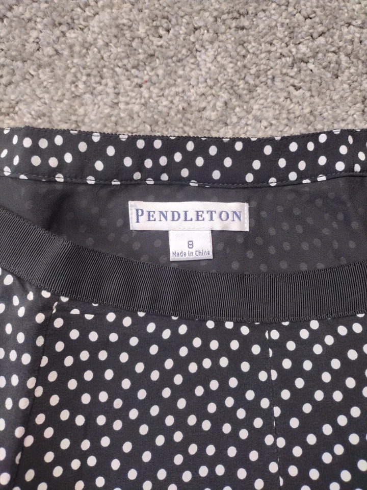 Falda Pendleton negra a lunares 100 % seda vintage para mujer talla 8 hasta la rodilla Foto 4 de 4