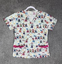 UA Scrubs Believe Hope Cure Peace Love Scrub Top Womens Size Medium Pockets