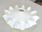 ANTIQUE White Italy Venetian RUFFLE DRESS RIM MILK GLASS LAMP SHADE Handkerchief