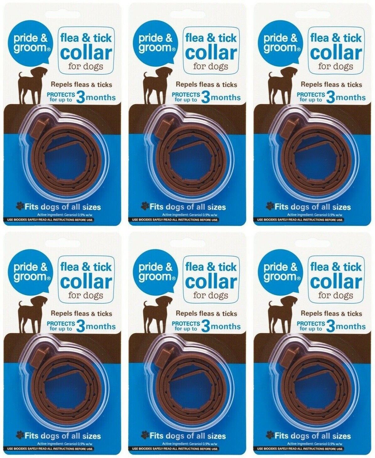 6x Pride & Groom Flea & Tick Insect Repellent Collar 3 Months for Dogs Puppies