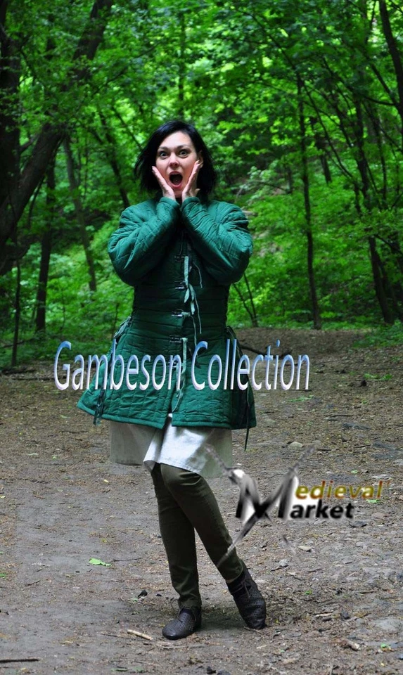 Mejor Regalo Navidad Medieval Grueso Acolchado Gambesón Abrigo Chaqueta Armadura Mujeres Disfraz Foto 2 de 2