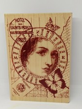 PASSPORT -Wood / Rubber Stamp by Hampton Arts 5 x 3.5 Jill Meyer