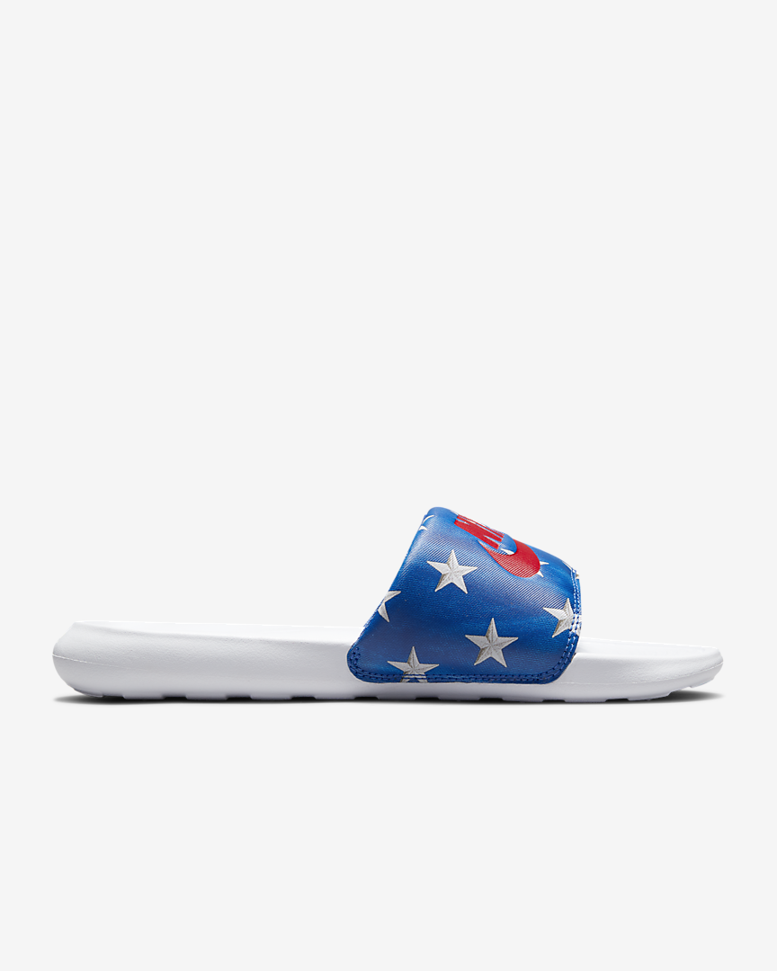 nike slides red white blue