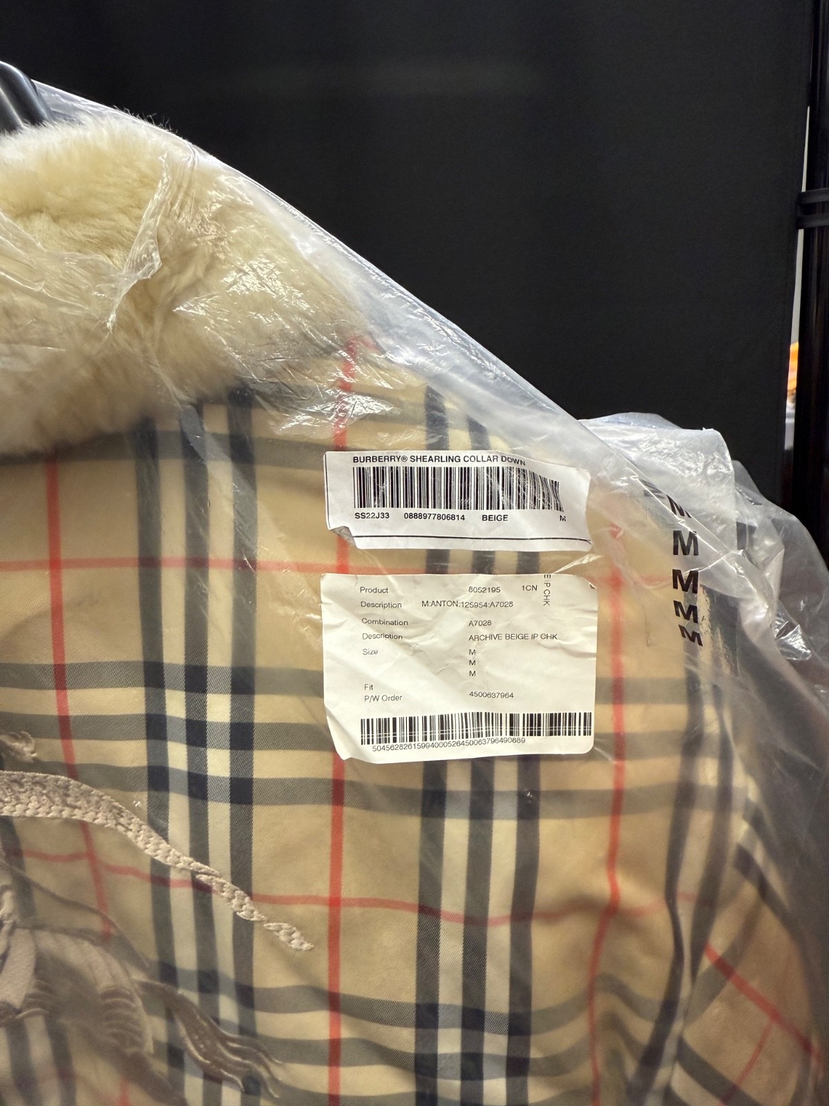 Supreme x Burberry Shearling Collar Down Puffer Jacket In Beige - Men’s Medium thumbnail 2