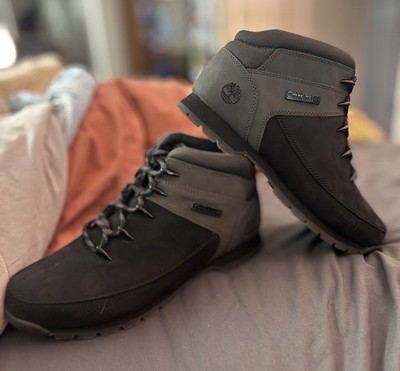 Timberland Mens Euro Sprint Leather Hiker Boots Black Charcoal New  No Box 11.5