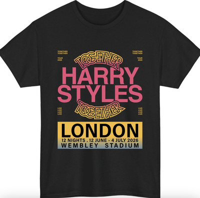 Harry Styles Together Tour 2026 London T-Shirt Wembley Gildan 5000