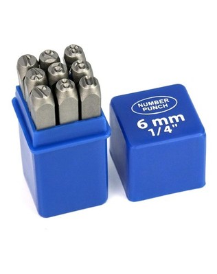 QWORK Metal Number Stamp Set, 1/4'' 6mm, DIY Tool for Brass, Aluminum, Plastic, W