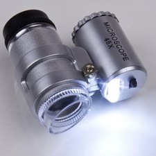 1PC 45X Microscope Magnifier Magnifying Glass Jeweler Loupe 2 LED Light Easy Use