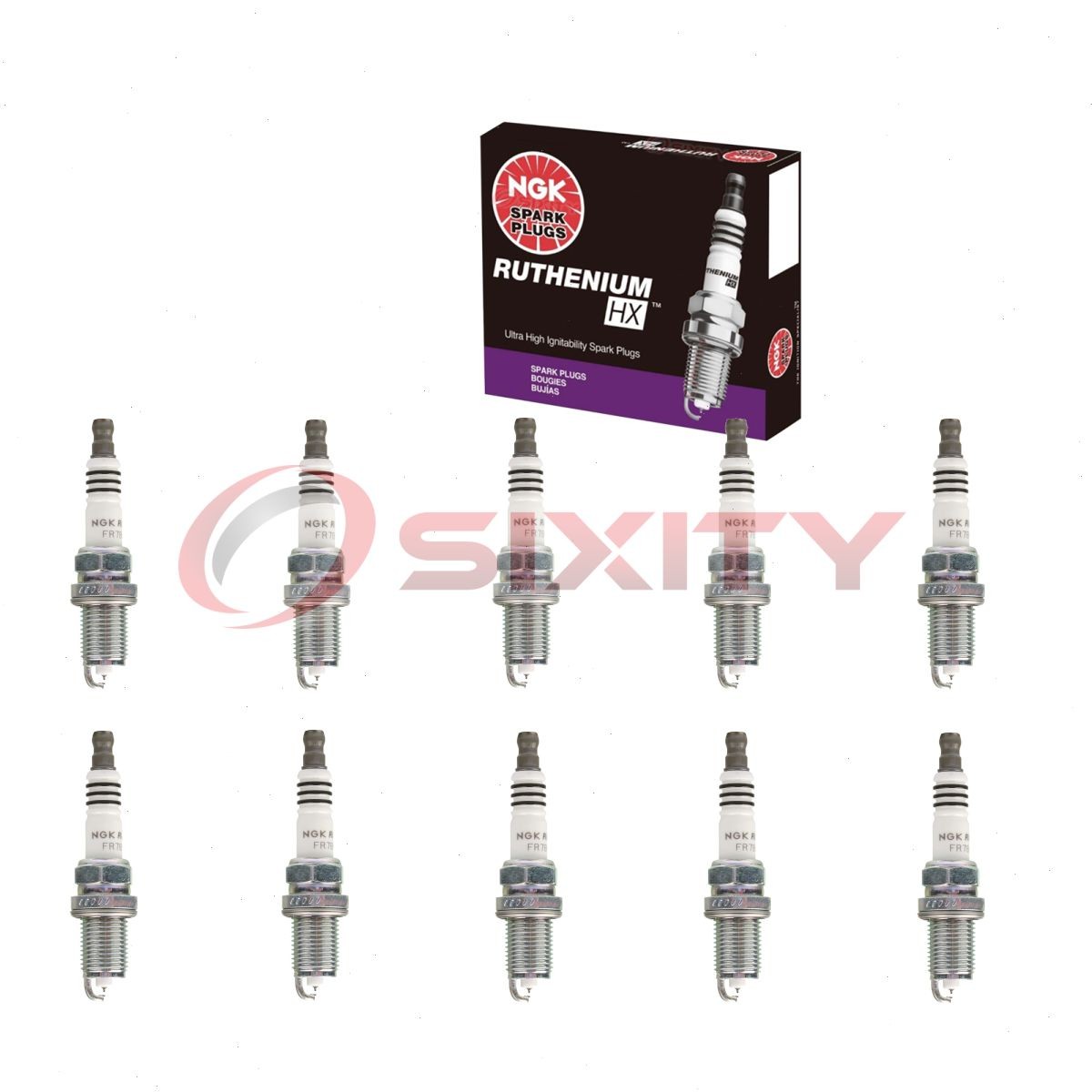 10 pc NGK Ruthenium HX Spark Plugs for 2009-2017 Audi R8 5.2L V10 Ignition vv