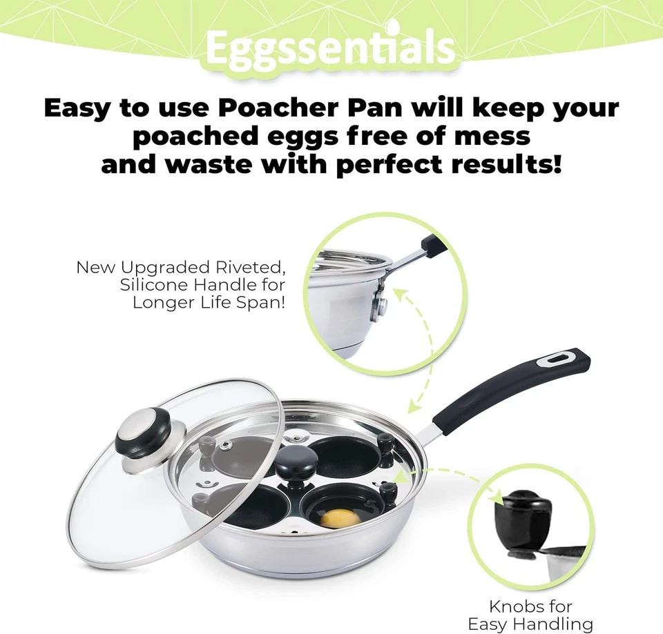Sleek Stainless Steel Poached Egg Maker with Non-Stick Cups - Image 4 of 4