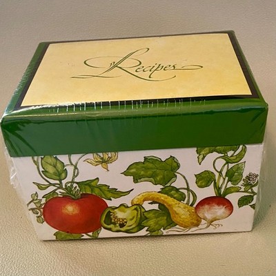 VTG NIP Current Inc Recipe Box w/ Index Single & Double Cards Veggie Grandmacore