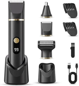 Beard Trimmer for Men, IPX7 Waterproof Body Hair Trimmer Electric Razor Shaver