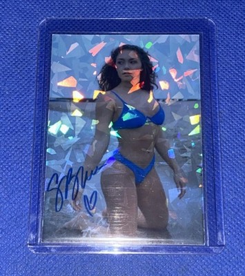 Skye Blue Custom WWE Divas Sexy Bikinii Foil Prizm Trading Card wrestling aew